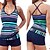 cheap Tankinis-Women&#039;s Swimwear Tankini 2 Piece Swimsuit Open Back Cross Color Block Stripe Rainbow Tank Top Bathing Suits New Casual / Padded Bras