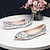 cheap Wedding Shoes-Wedding Shoes for Bride Bridesmaid Women Closed Toe Pointed Toe Silver Blue Gold Red PU Flats with Rhinestone Crystal Flat Heel Wedding Party Valentine&#039;s Day Bling Bling Shoes Luxurious Fashion