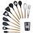 cheap Kitchen Utensils &amp; Gadgets-Kitchen Utensils Set of 12 Wooden Handle Silicone Kitchenware Non-stick Cooking Spoon Frying Colander