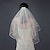 זול הינומות חתונה-שתי שכבות צעיף כלה קצר עם קצה סרט מסרק לבן שנהב אביזרי חתונה לכלה