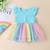 cheap Dresses-Girls&#039; Sundress Short Sleeve Solid Colored 3D Printed Graphic Dresses Sweet Above Knee Cotton Dress Kids Regular Fit Mesh