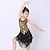 זול בגדי ריקוד לילדים-ריקוד לטיני שמלה פרנזים שכבות נוֹצֵץ בנות הצגה הדרכה שרוול ארוך פוליאסטר