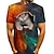 저렴한 남성 티셔츠&amp;탱크 탑-남성용 티셔츠 T 셔츠 셔츠 3D 인쇄 고양이 그래픽 프린트 동물 플러스 사이즈 라운드 넥 캐쥬얼 일상 3D 프린트 짧은 소매 탑스 스트리트 쉬크 슬림 핏 연습 클로버 화이트 푸른 / 여름