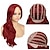 abordables Pelucas sintéticas de moda-Pelucas rojas para mujer, peluca sintética ondulada, parte media, peluca larga, longitud media, fiesta de cosplay para mujer, rosa, rojo, azul, negro, peluca ombre