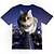 billige Toppe-Børn Pige T-shirt Kortærmet Dusty Blue Kat 3D-udskrivning Kat Dyr Trykt mønster Skole Dagligdagstøj Aktiv Sød Stil Baby / Sommer