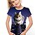 billige Toppe-Børn Pige T-shirt Kortærmet Dusty Blue Kat 3D-udskrivning Kat Dyr Trykt mønster Skole Dagligdagstøj Aktiv Sød Stil Baby / Sommer