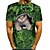 저렴한 남성 티셔츠&amp;탱크 탑-남성용 티셔츠 T 셔츠 셔츠 3D 인쇄 고양이 그래픽 프린트 동물 플러스 사이즈 라운드 넥 캐쥬얼 일상 3D 프린트 짧은 소매 탑스 스트리트 쉬크 슬림 핏 연습 클로버 화이트 푸른 / 여름