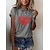 저렴한 티셔츠 &amp; 탱크 탑-여성용 T 셔츠 그래픽 심장 프린트 라운드 넥 베이직 빈티지 탑스 푸른 화이트 블랙 / 3D 인쇄
