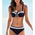 cheap Bikini Sets-Women&#039;s Swimwear Bikini Swimsuit High Waist Stripe Black Padded Strap Bathing Suits Sexy / Padded Bras