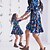 cheap Family Matching Outfits-Mommy and Me Dress Graphic Print Blue Maxi Sleeveless Matching Outfits / Summer