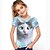 voordelige T-shirts &amp; Blouses-Kinderen Voor meisjes T-shirt Korte mouw Kat dier Opdruk blauw Kinderen Tops Zomer Actief leuke Style School Alledaagse kleding Normale pasvorm 4-12 jaar