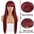 voordelige Synthetische trendy pruiken-wijn pruiken voor vrouwen synthetische pruik natuurlijke rechte vlecht nette knal pruik bordeaux lang synthetisch haar vrouwen cosplay party gemengde kleur kerstfeest pruiken
