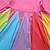 billige Kjoler-børne pige kjole farve blok regnbue lange ærmer afslappet sød bomuld knælang efterår vinter 3-6 år grå