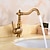 cheap Classical-Antique Brass Bathroom Sink Faucet,Single Handle One Hole Traditional Bath Taps with Hot and Cold Water and Ceramic Valve