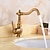 abordables Classiques-Robinet de lavabo de salle de bain en laiton antique, robinets de bain traditionnels à un trou avec eau chaude et froide et valve en céramique