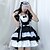 levne Šaty Lolita-Lolita Roztomilý Uniformy pro pokojské Šaty Dámské japonština Cosplay kostýmy Černá / Růžová Jednobarevné Dlouhý rukáv Nad kolena