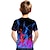 baratos camisetas 3d menino-T-shirt de vertigem 3d para meninos, manga curta, arco-íris, ilusão de ótica, bloco de cores, impressão 3d, azul, preto, preto, para crianças, verão, streetwear básico, esportes