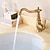 זול קלאסי-ברז כיור אמבטיה פליז עתיק, ידית אחת עם חור אחד ברזי אמבטיה מסורתיים עם מים חמים וקרים ושסתום קרמי