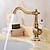 cheap Classical-Bathroom Sink Faucet,Antique Brass Retro Style Single Handle One Hole Standard Spout Rotatable Faucet Set with Ceramic Handle and Hot/Cold Water