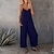 billige uformelle jumpsuits-dame jumpsuit ensfarget v-hals ferie daglig gå ut brede ben løs passform spaghetti stropp khaki 3xl sommer