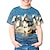 preiswerte 3D-T-Shirts für Mädchen-Kinder Mädchen T-Shirt T-Shirt Kurzarm Schmetterling Katze Pferd Farbblock 3D-Tierdruck Seeblau Marineblau Kinder-Oberteile Basic Streetwear niedlich
