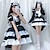 ieftine Rochii Lolita-lolita Drăguţ Costume menajeră Rochii Pentru femei Japoneză Costume Cosplay Negru / Roz Mată Manșon Lung Peste Genunchi