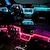 رخيصةأون مصابيح أضواء السيارة الداخلية-شريط أضواء LED للسيارة، أضواء محيطة داخلية، مجموعة مصابيح جو السيارة المتكاملة مع تطبيق بلوتوث لاسلكي، تحكم صوتي، شرائط LED نيون rgb مرنة