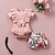 abordables Conjuntos de ropa para bebé niña-Bebé Chica Conjunto de Ropa Básico Algodón Rosa Floral Lazo Estampado Manga Corta Regular / Verano