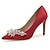 זול נעלי חתונות-בגדי ריקוד נשים נעלי חתונה נעליים נוצצות נעלי כלה קריסטל עקב גבוה בוהן מחודדת אלגנטית סטן לבן ורוד אדום