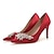 זול נעלי חתונות-בגדי ריקוד נשים נעלי חתונה נעליים נוצצות נעלי כלה קריסטל עקב גבוה בוהן מחודדת אלגנטית סטן לבן ורוד אדום