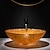 abordables Lavabos de cubeta-Lavabo de vidrio fundido a presión ovalado naranja de arte moderno y lujoso con grifo, soporte para lavabo y desagüe