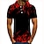 billiga pikétröja för män-Herr POLO Shirt Tennisskjorta Golftröja Grafiska tryck Låga Krage Svart / röd 3D-tryck Gata Ledigt Kortärmad Button-Down Kläder Mode Häftig Ledigt