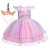 Χαμηλού Κόστους Φορέματα-παιδικό κοριτσίστικο φόρεμα ουράνιο τόξο φλοράλ μονόκερος φόρεμα τούλι πάρτι δαντέλα μπεζ κοντό μανίκι μέχρι το γόνατο κομψά πριγκίπισσα χαριτωμένα φορέματα λεπτά 1-5 ετών