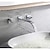 billige Veggmontert-veggmontert baderomsvask armatur sølvfarget utbredt krom to håndtak tre hull badekar kraner med varmt og kaldt vann