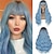 baratos Peruca para Fantasia-peruca sintética onda profunda peruca pura franja comprimento médio cabelo sintético azul ombre cosplay festa moda peruca azul halloween