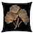 cheap Floral &amp; Plants Style-Cushion Cover 4PCS Soft Decorative Square Throw Pillow Cover Pillowcase 45 x 45 cm (18 x 18 Inch) Machine Washable Print Ginkgo Biloba Gold Faux Linen Cushion for Sofa Couch Bed Chair Black