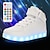 ieftine Pantofi LED-Băieți Fete Adidași Pantofi Usori Încărcare USB Incaltaminte cu fibra optica luminoasa PU Telecomandă Dantelat Copii mici (4-7 ani) Copii mari (7 ani +) Zilnic Plimbare LED Alb Negru Rosu Toamnă Iarnă