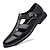 abordables Sandales Homme-chaussures en cuir pour hommes sandales de pêcheurs d&#039;été sandales plates noires vintage classique décontracté extérieur respirant chaussures à boucle antidérapante