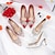 abordables Chaussures de mariée-Femme Chaussures de mariage Chaussures scintillantes Chaussures de mariée Cristal Talon haut Bout pointu Elégant Satin Blanche Rose Rouge