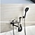 billige Badekraner-badekar kran veggmontert svart, 3 tut baderomskran badekar romersk badekar påfyllingsbatteri messing med 2 sprøyter bidet sprøyte