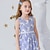 preiswerte Kleider-Kinder Kleid für kleine Mädchen geometrischer Druck hellgrün über dem Knie ärmellose Kleider Sommer normale Passform