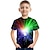 cheap Boy&#039;s 3D T-shirts-Kids Boys&#039; T shirt Tee Short Sleeve Graphic Optical Illusion Color Block Rainbow Children Tops Summer Active Streetwear Sports 3-12 Years