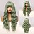 cheap Synthetic Trendy Wigs-Long Mix Green Water Wave Synthetic Wigs for Women Lolita Cospaly Colorful Wig With Bangs Party Heat Resistant Fibre Christmas Party Wigs