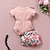 hesapli Bebek Kız Çocuk Kıyafet Setleri-Bebek Genç Kız Kıyafet Seti Temel Pamuklu Doğal Pembe Çiçekli Fiyonklar Desen Kısa Kollu Normal / Yaz
