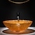 economico Lavabi da appoggio-Lavabo moderno di lusso in vetro pressofuso ovale arancione con rubinetto, supporto per lavabo e scarico