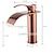 cheap Classical-Bathroom Sink Faucet,Modern Style Single Handle Rose Golden One Hole Waterfall,Oil-rubbed Cooper with Drain and Brass Faucet Body with Hot and Cold Water and Pop-up Drain
