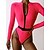 preiswerte One Pieces Rash Guards-Damen Rash Guard Badeanzug Frontreißverschluss Spandex UPF50+ Schnelltrocknend Langarm Bodysuit Badeanzug Surfen Strand Wassersport Sommer