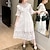 cheap Casual Dresses-Kids Little Girls&#039; Dress Jacquard Lace Wedding White Tulle Maxi Short Sleeve Princess Sweet Dresses Summer 5-13 Years