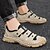 cheap Men&#039;s Sandals-Men&#039;s Sandals Crochet Leather Shoes Flat Sandals Sporty Casual Beach Daily Outdoor Water Shoes Walking Shoes Nappa Leather Cowhide Breathable Handmade Non-slipping Booties / Ankle Boots Black Beige