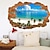 billiga 3D-väggdekorationer-3D bruten vägg blå himmel vit moln kokosnöt strand hem korridor bakgrund dekoration kan tas bort klistermärken